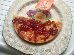 One of the Cake Halves Covered in Jam