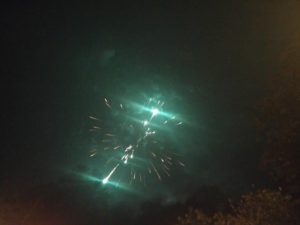 A green firework exploding