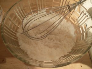 The vegetable shortening and sugar mixed together to form a fluffy texture