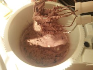 The cocoa powder and whipping cream mixed together