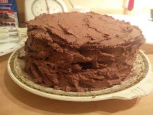 Another view of the frosting on the side of the cake