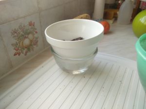 The chocolate melting on a bain marie