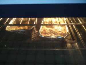 The cherry cakes have been put into the oven to start baking