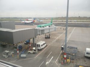 The plane we would be catching to Dublin as shown from the terminal building