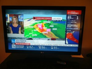 A map showing the predicted rainfall of Hurricane Florence