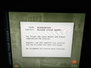 The screen showing the mission had been completed