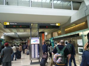 The departures station for the underground trains to the terminal building