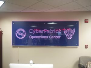 The sign advertising the CyberPatriot Operations Center