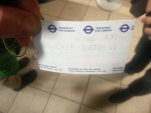 A tube ticket showing Euston as the departing station