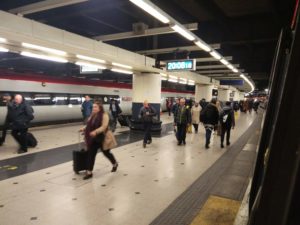 A view along a platform at London Euston station